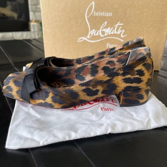 NEW Christian Louboutin Mama Flirt 30 Leopard print Ballet kitten heel 7.5 - Picture 5 of 11